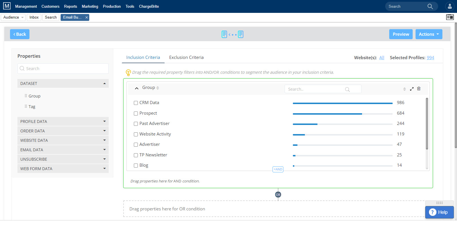 screenshot of Mirabel's Marketing Manager